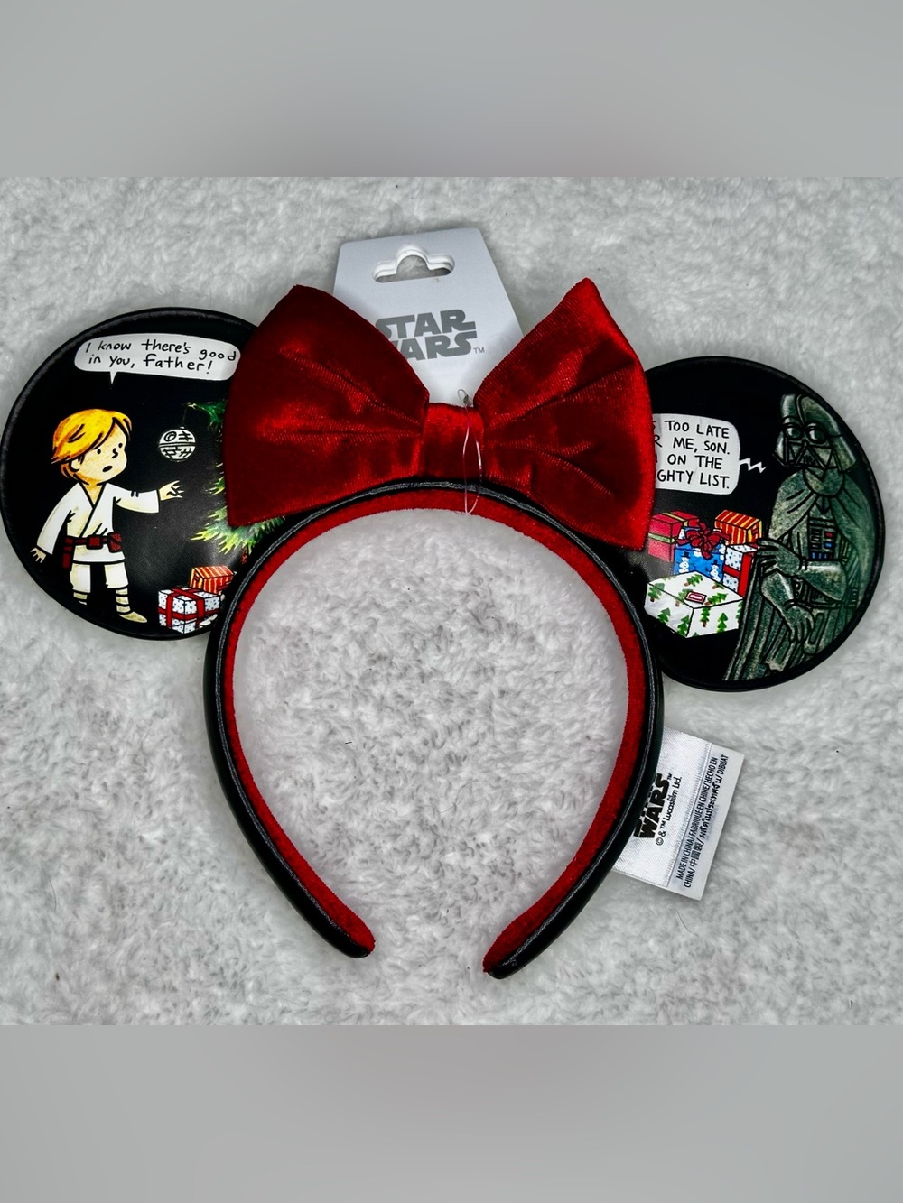 New Disney Parks Star Wars Christmas Luke & Darth Vader Ears Headband